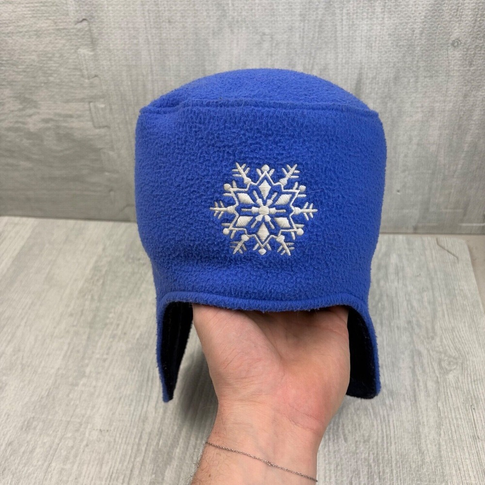 Vintage Columbia Fleece Hat Youth L/XL Blue Snowflake Logo Embroidered Winter
